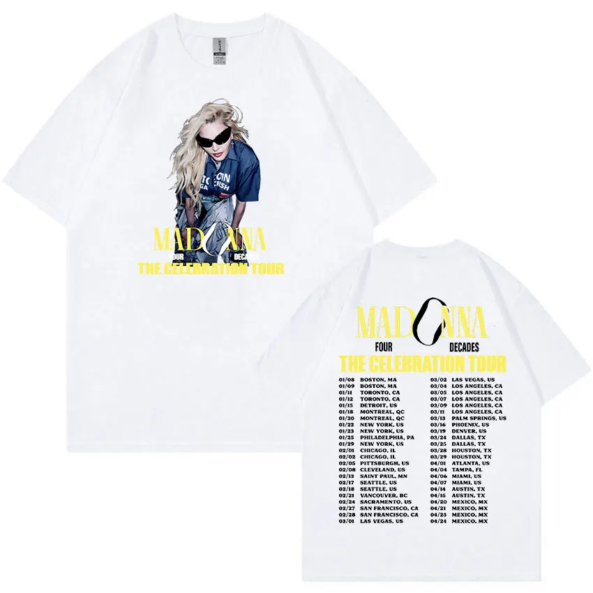 Madonna The Celebration Tour 2024 New Print T Shirt uomo donna Vintage Harajuku Fashion T-Shirt 100% cotone oversize T-Shirt