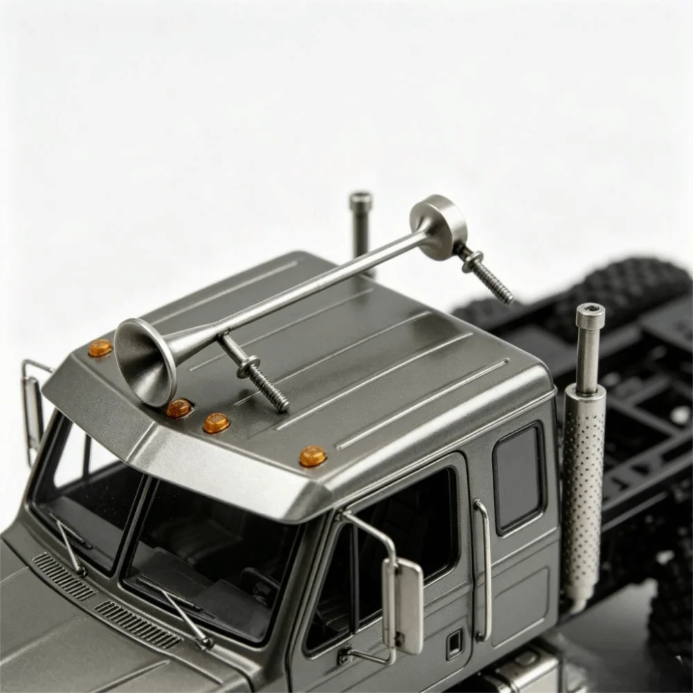 1 Pair 1/14 Speaker Whistle Horn 1:14 Metal Speaker Whistle Mode High Quality Silver Simulation Speaker Decorate RC Truck Model