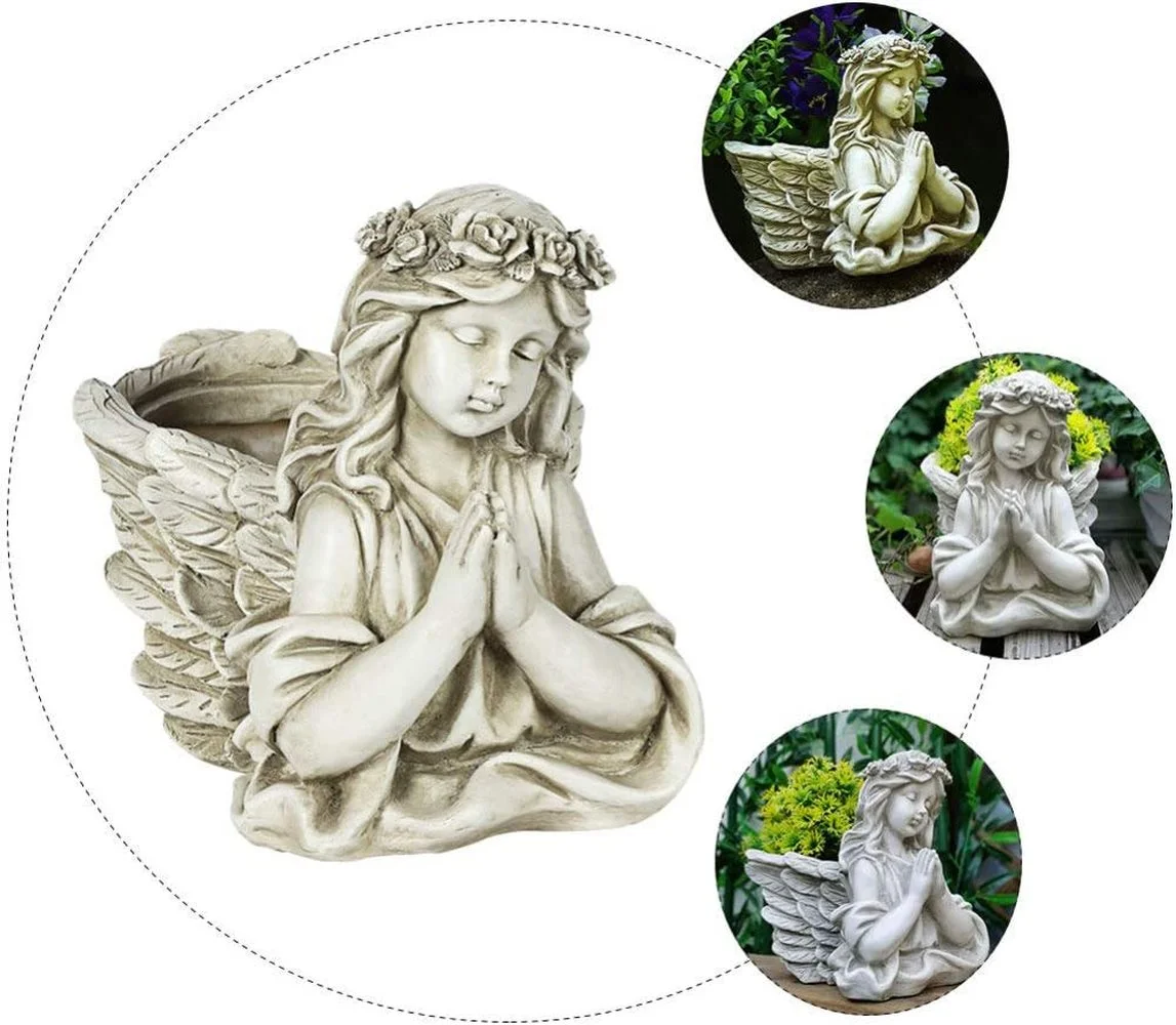 Angel Statue Succulent Plant Pot Silicone Molds DIY Epoxy Plaster Cement Ashtray Pen Holder Making Mold Office Garden Decoration