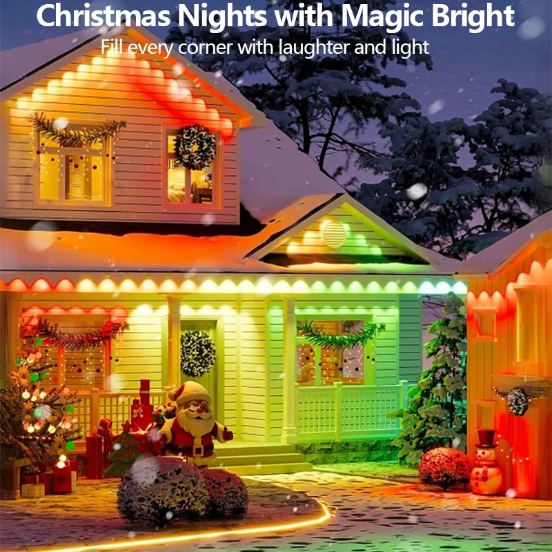 الذكية RGB-IC الطنف أضواء دائمة في الهواء الطلق سلسلة أضواء DIY LED اللون App التحكم IP67 مقاوم للماء للديكور المنزل الخارجي