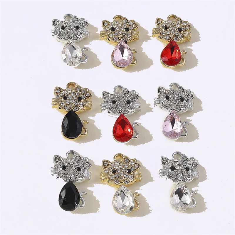 

Duarte 20Pcs/Lot Cartoon Animal Charms Crystal Cat Charms Pendants for Jewelry Making Earrings Necklaces Bracelet DIY Craft Gift