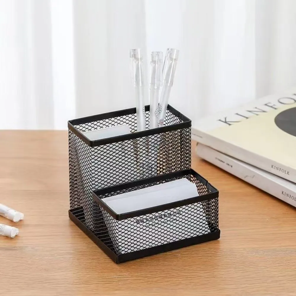 Creative Metal Mesh Pen Holder 2/3 Grids File Storage Rack Desk Organizer Holder Stationery Organizer