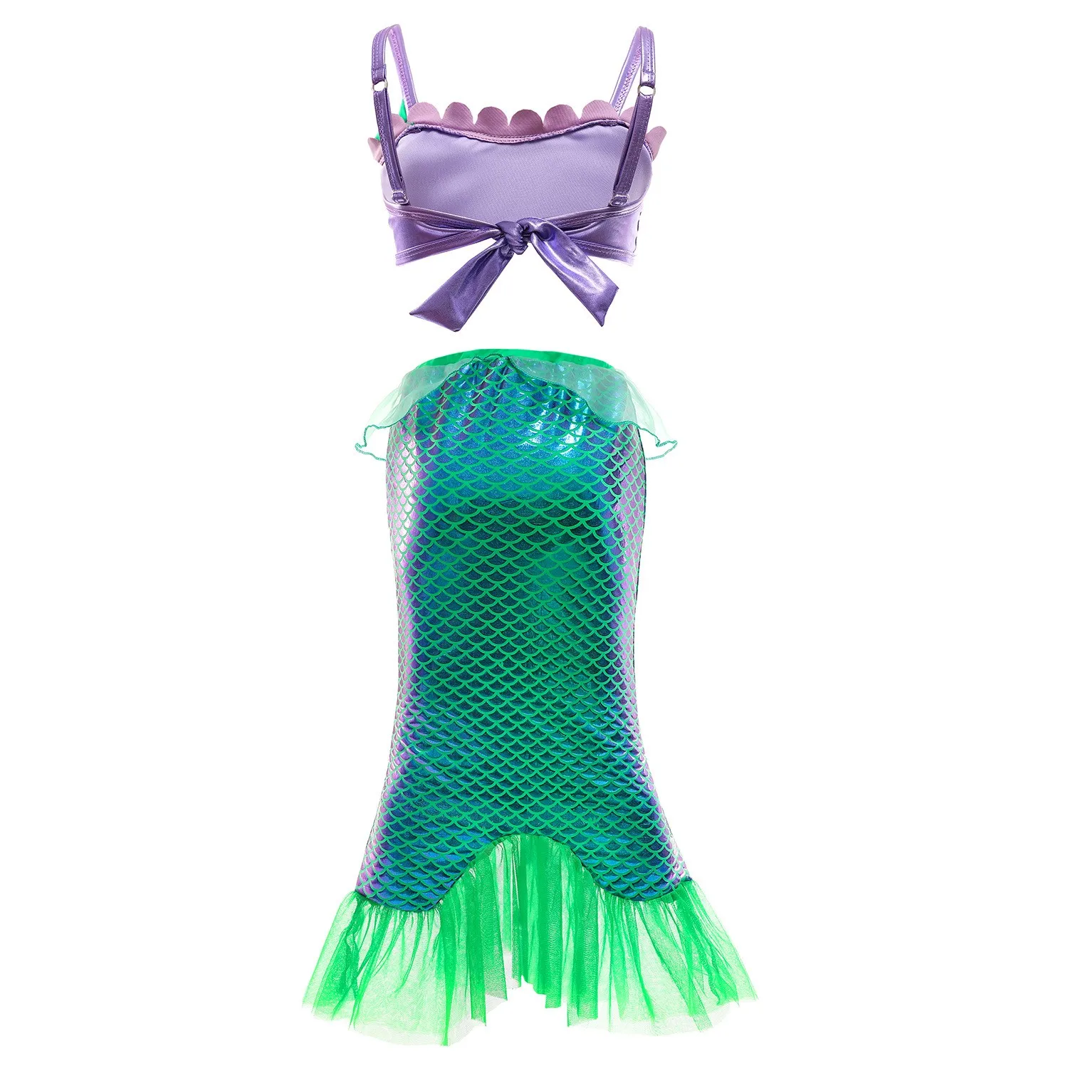 Disney Zomer Meisjes Ariel Cosplay Kleine Zeemeermin Kostuum Kinderen Groene Sling Tweedelige Set Carnaval Prinses Jurk Voor Meisje