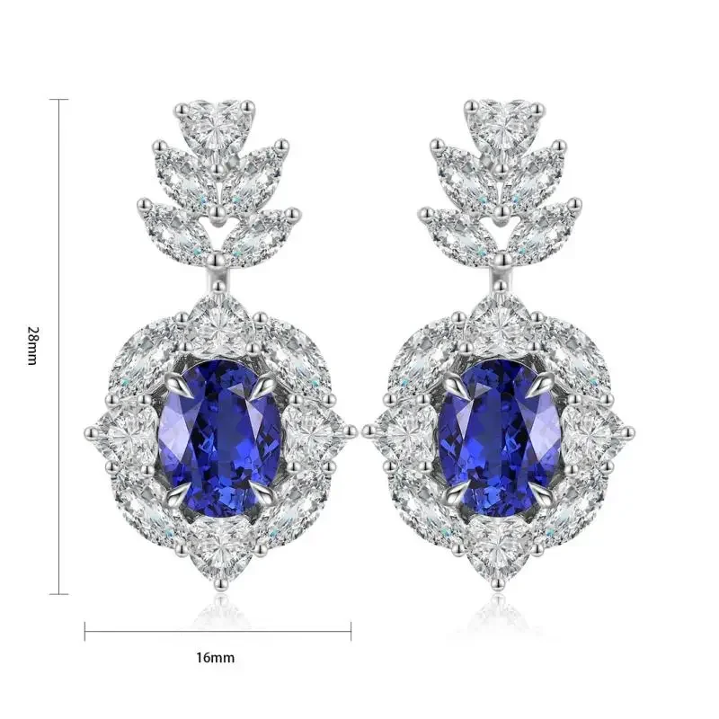 

RUIF 2024 Hot Sale S925 Silver Main Stone 5.09ct Oval Shape Lab Sapphire Earrings CZ Gemstone for Women Jewelry