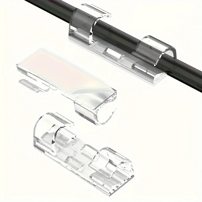 Transparent Cable Clips-Strong Adhesive Backing-Home/Office/Workshop Power Cords,Network Cables Organizer-Suitable for Wall/Desk