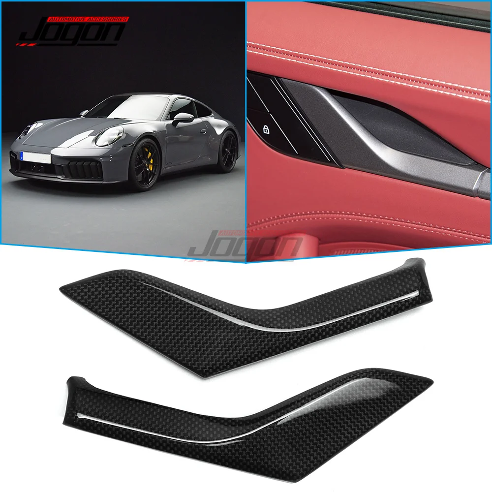 

For Porsche 992 911 Targa Carrera Turbo 2020 2021 2022 2023 Real Carbon Fiber Door Handle Trim Plain Style Door Panel Accessory