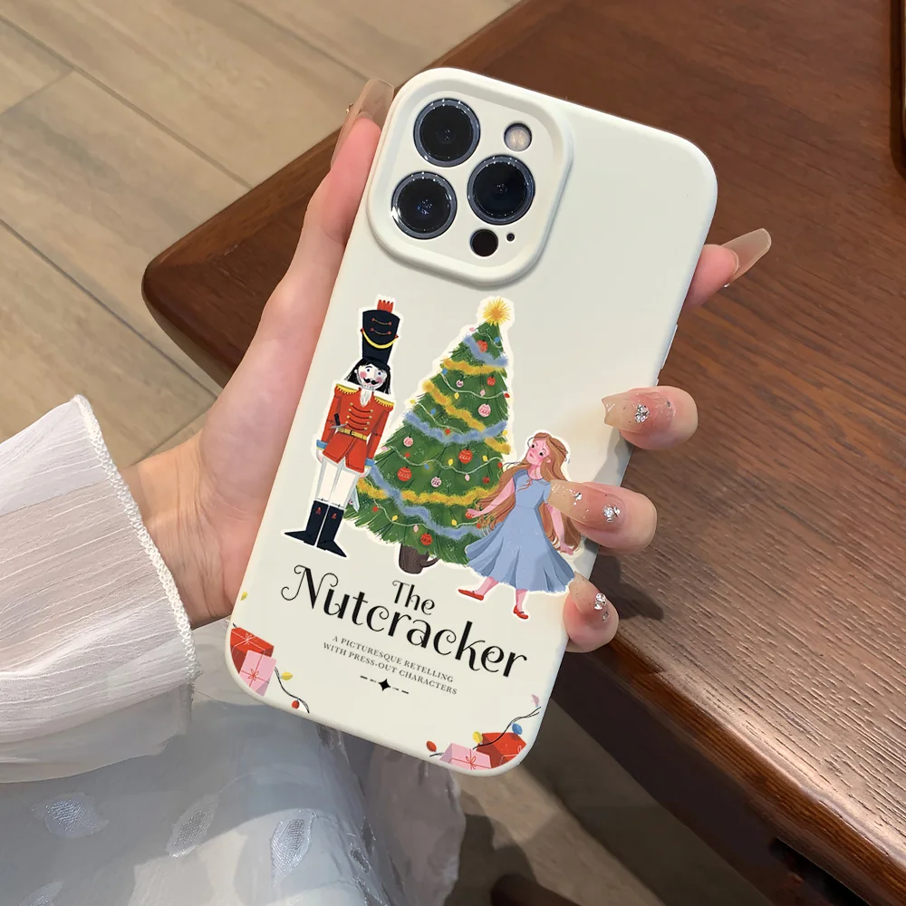 Cartoon The Nutcracker For iPhone 16 15 14 13 12 11 Pro MAX Plus Liquid Silicone Velvet All-Inclusive Soft Phone Case