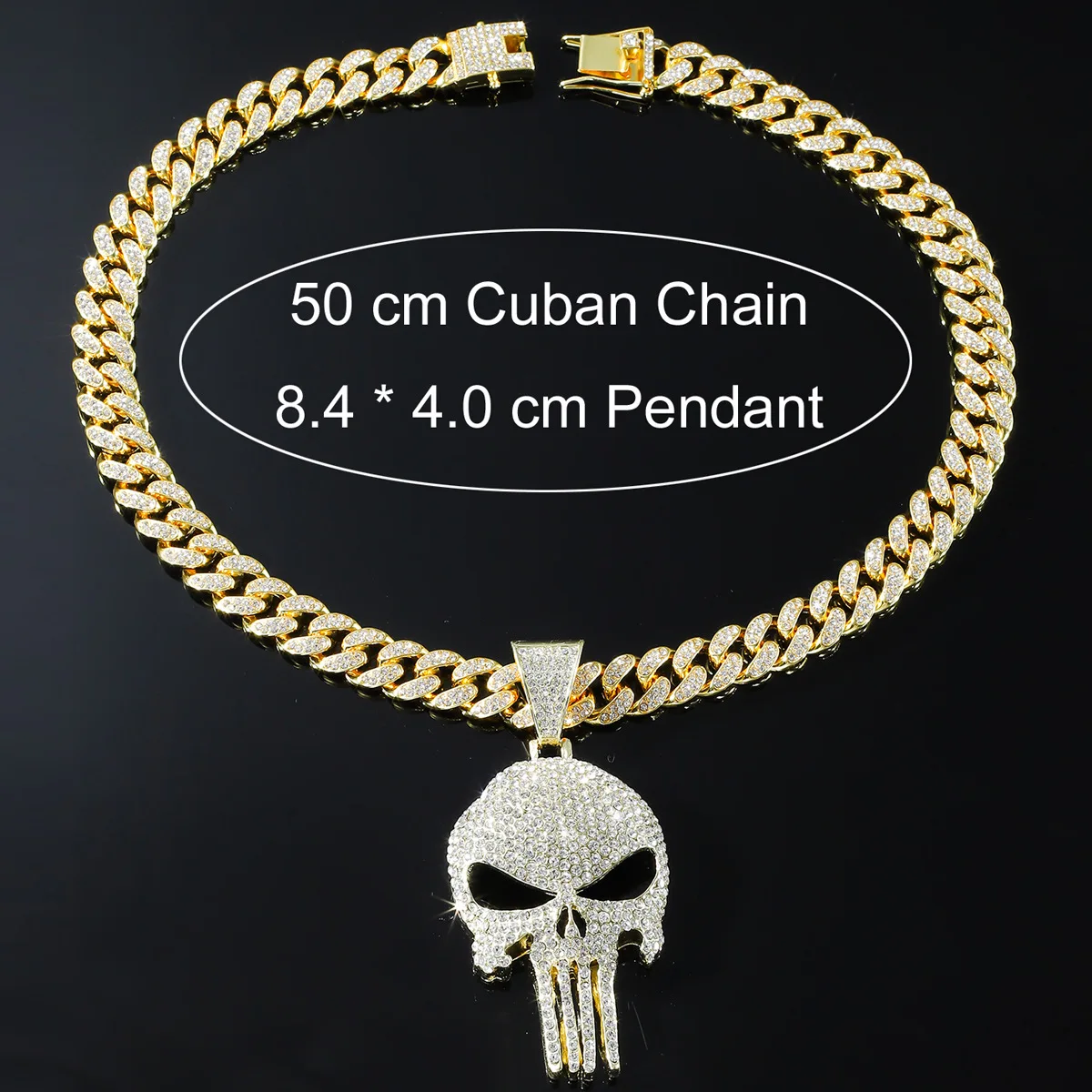 New Iced Out Bling Pirate Skull Pendant Necklaces Gold Silver Color 5A Zircon Letters Live Alone Charm Men's Hip Hop Jewelry