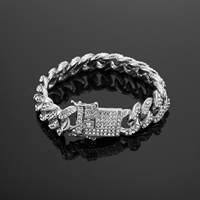 Luxury Fashion Rhinestone Bracelet Women Men Hiphop Iced Out Cuban Link Bracelets Simple Design Bling Chain Bangle Jewelry Gifts