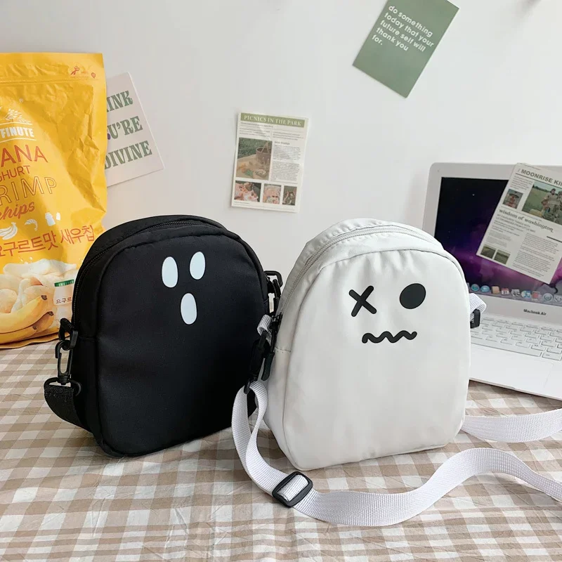 Bolso de hombro de dibujos animados para mujer, cartera de mano con diseño de fantasma, Kawaii, Harajuku, pequeña capacidad