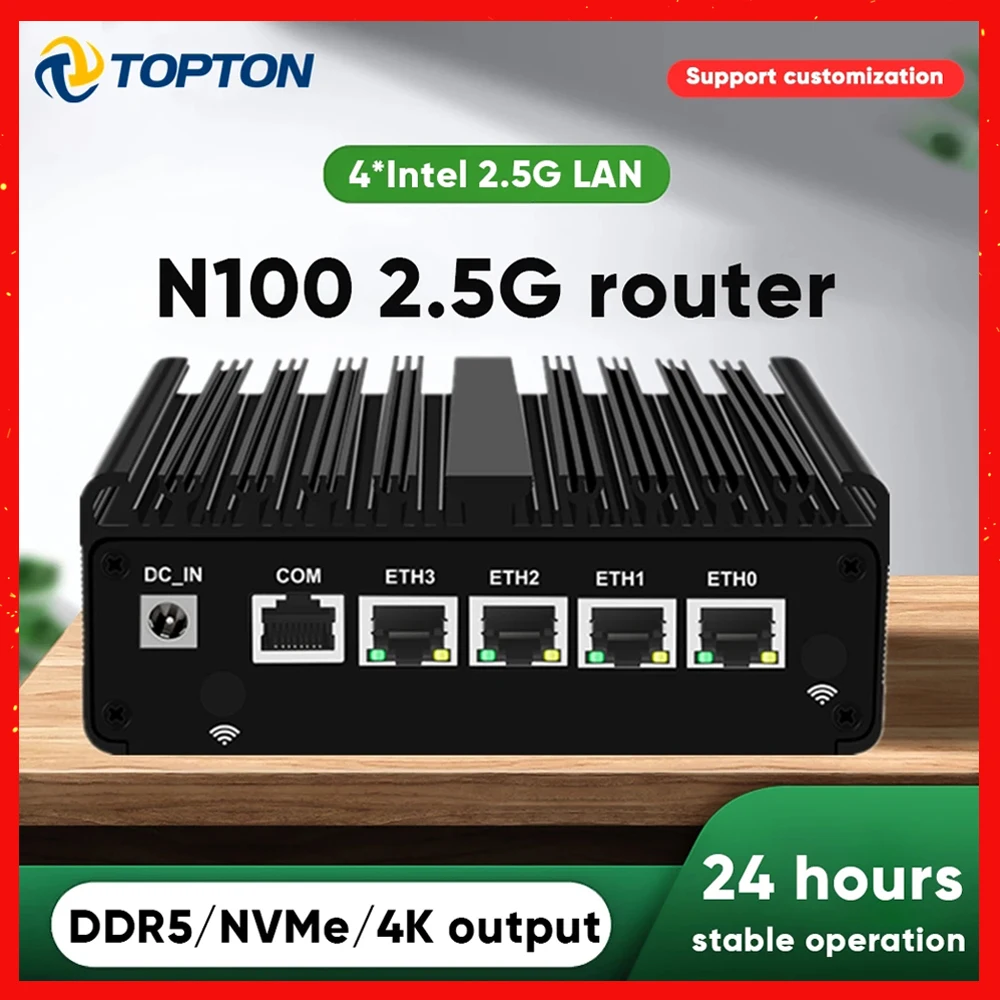 

4x 2.5G i226 LAN 12th Gen Intel N100 Fanless Mini PC N6000 N5105 Soft Router Firewall NVMe Industrial HDMI2.0 pfSense PVE ESXi