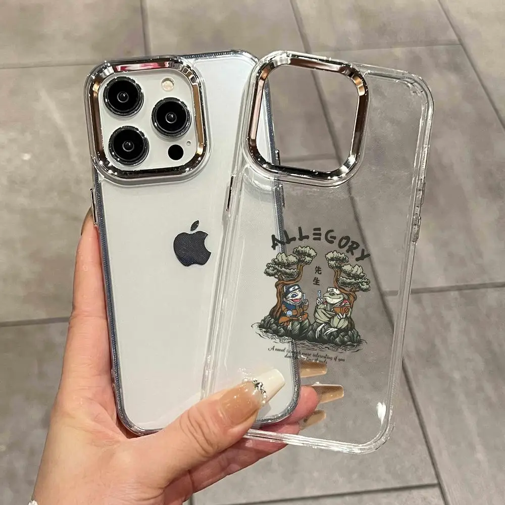 Ukiyo-e Style Frog & Tanuki Phone Case For iPhone 17 Air 16 15 14 Plus 13 12 11 Pro Max 16e Shockproof HD Clear Back Cover