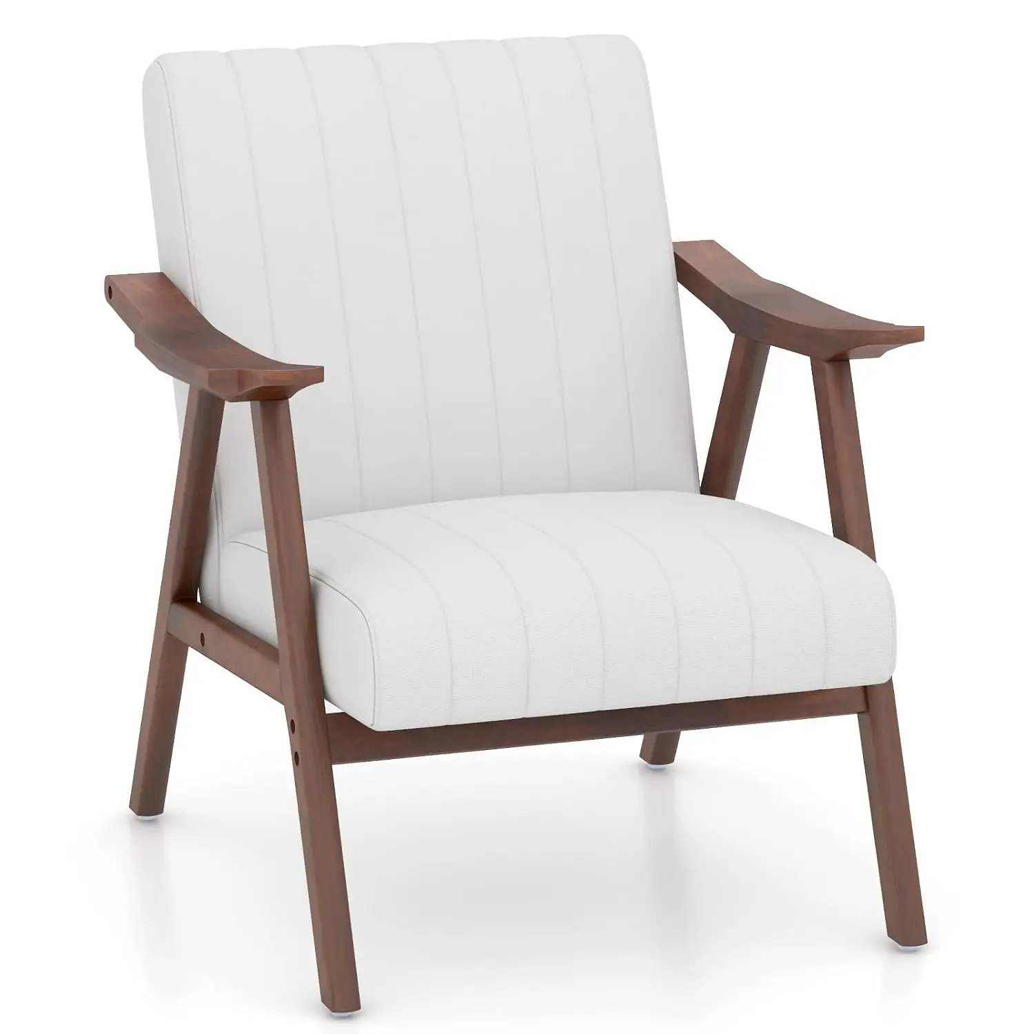 Mid-Century Accent Chair, Upholstered Armchair with Wooden Frame & Anti-Slip Pads for Living Room Bedroom Office, Customized