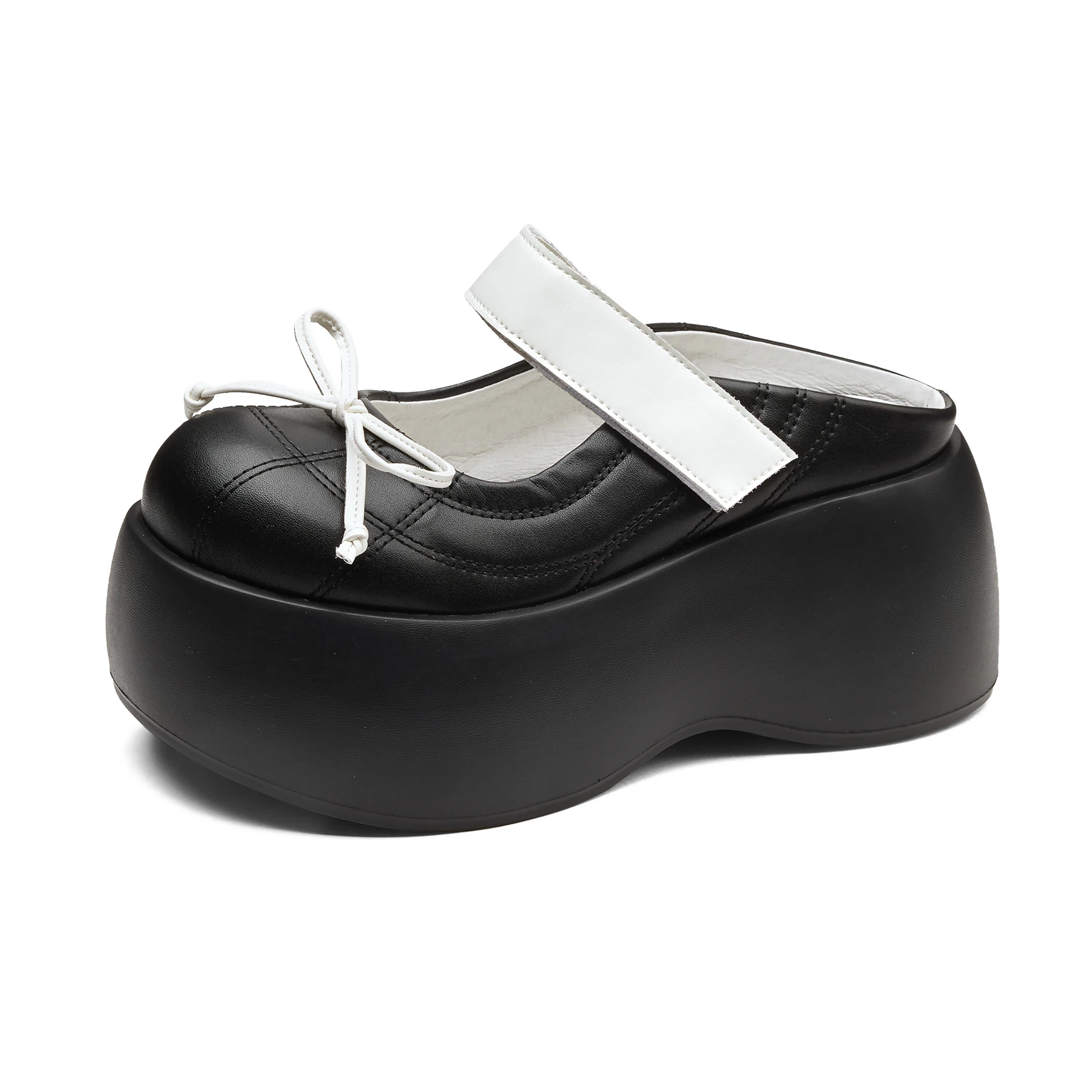 

Krazing Pot Cow Skin Mules Round Toe High Heels Butterfly-knot Sewing Summer Sandals Slip On Slingback Dating Brand Women Pumps