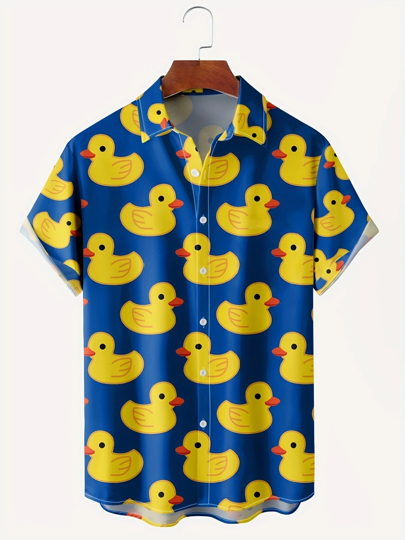 Personalized Men's Shirt Yellow Duck Print Shirt Top Casual Wear New Summer Short-Sleeved Shirt Loose And Breathable Shirt