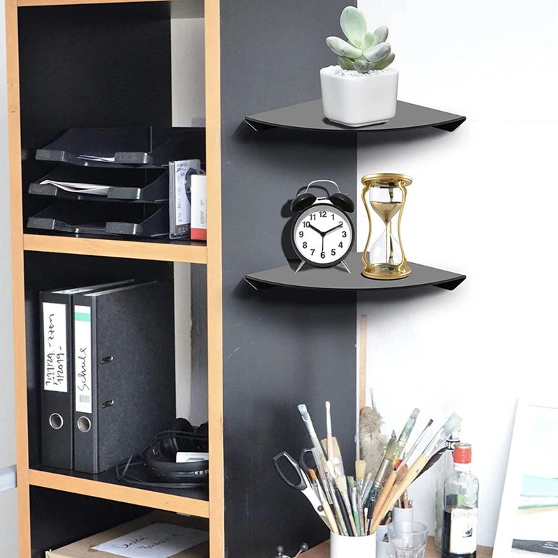 ABXF-2 estantes de esquina flotantes de montaje en pared de acrílico, estante de cuarto de ducha, estantes de esquina colgantes, exhibición de pared