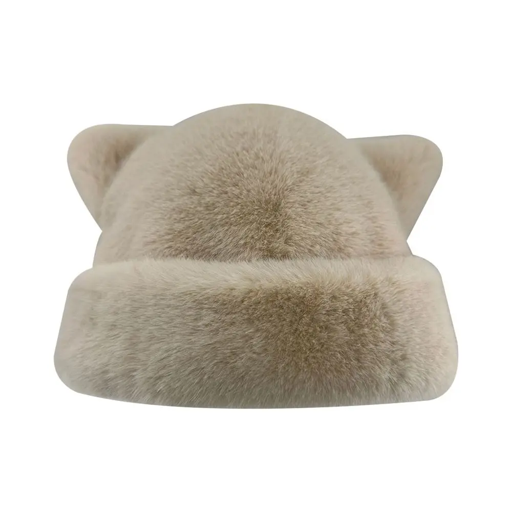 Fashion Warm Winter Hat Thicken Cute Ears Fluffy Fur Bucket Hat Soft Snowy Day Fisherman Hat Chrismas Gifts