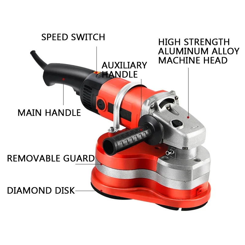 Three-Head Ground Grinder Rough Planer Grinder New Handheld Dust-Free Floor Grinding Concrete Wall Renovation