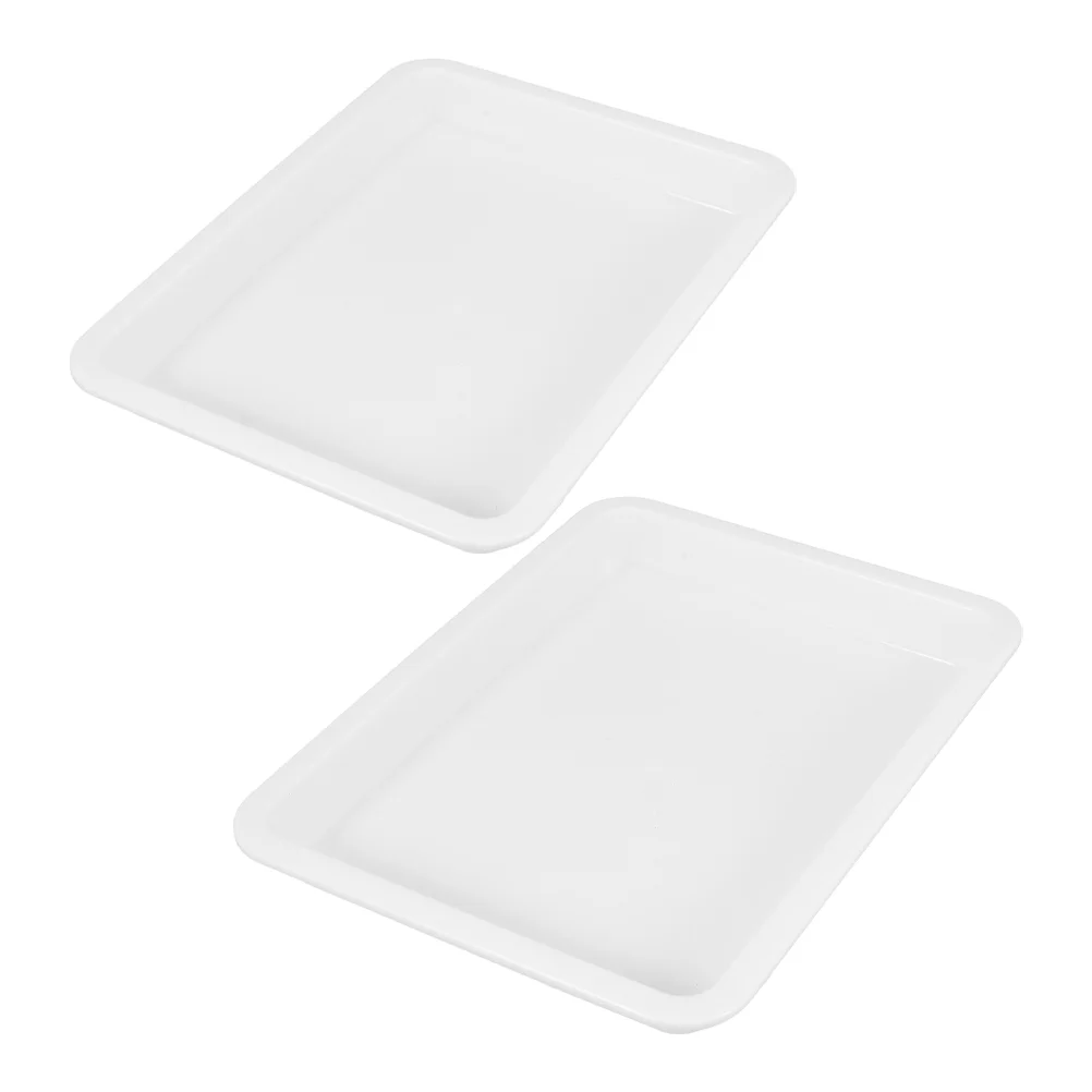 4 Pcs Large Plastic Trays Lab Rectangular Reagent Serving for Science White Laboratory