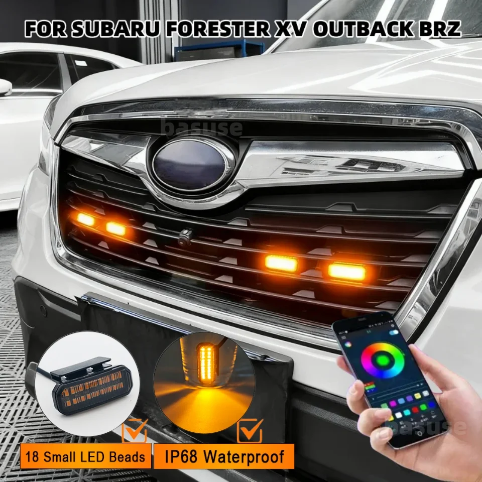 LED Front Grille Light For Subaru Forester XV Outback BRZ Car Daytime Running Light Wheel Eyebrow Lamp For Pickup Offroad 12V