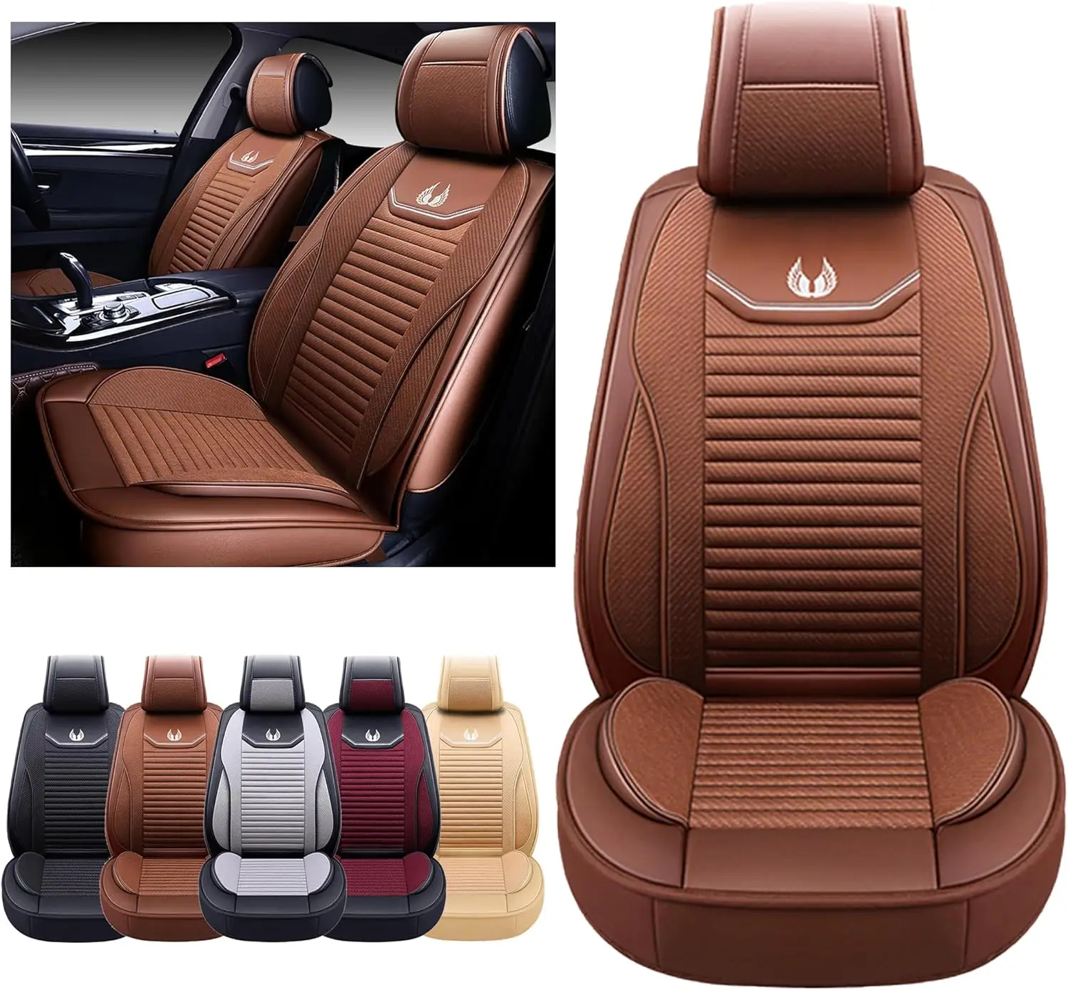 

Car Seat Covers Premium Waterproof Faux Leather Cushion Universal Accessories Fit SUV Truck Sedan Automotive Vehicle Auto Interi