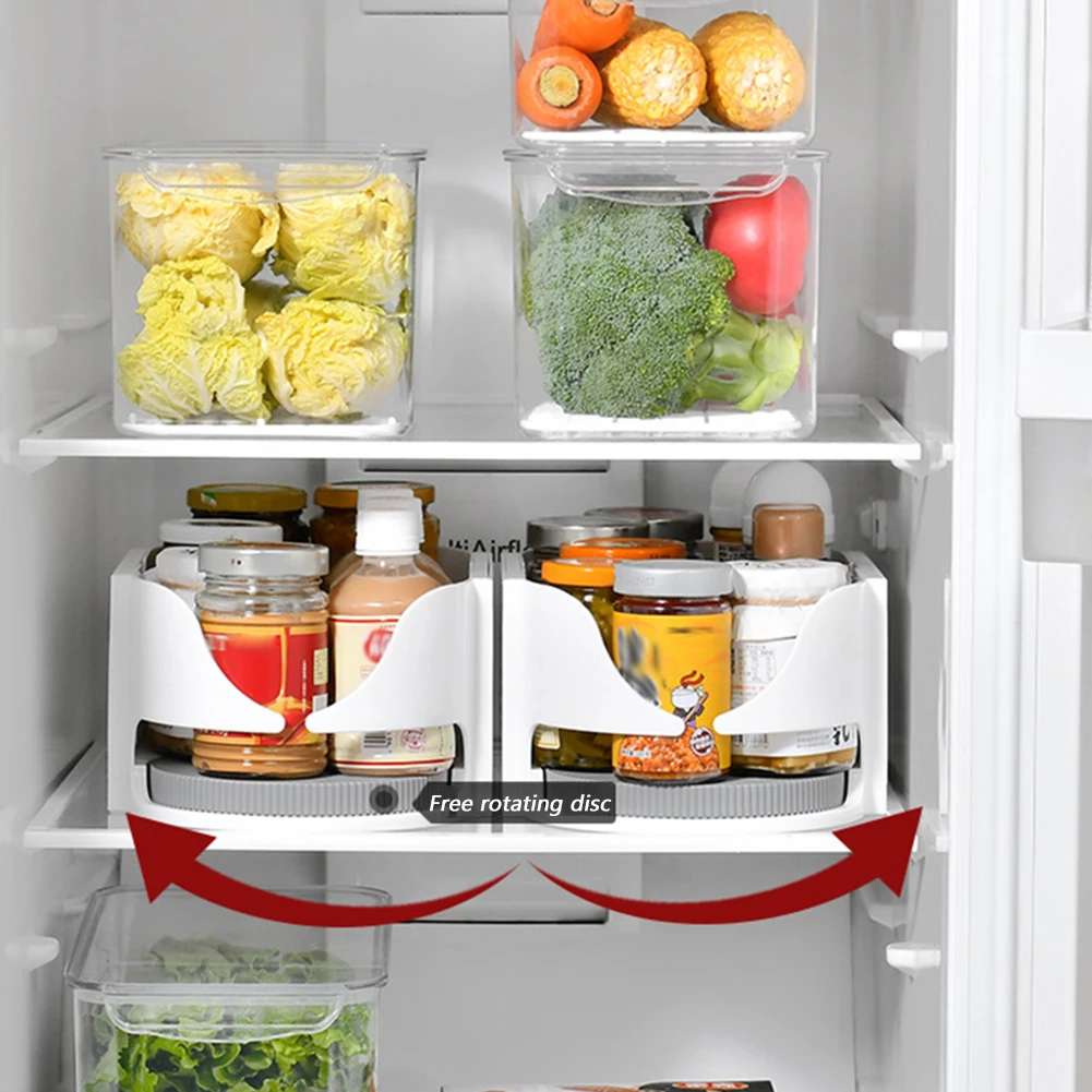 Organizer für den Kühlschrank 360 ° Drehen Kühlschränke Plattenspieler Nicht -Schlupf -Spar -Spice -Rack für die Lagerung der Küche