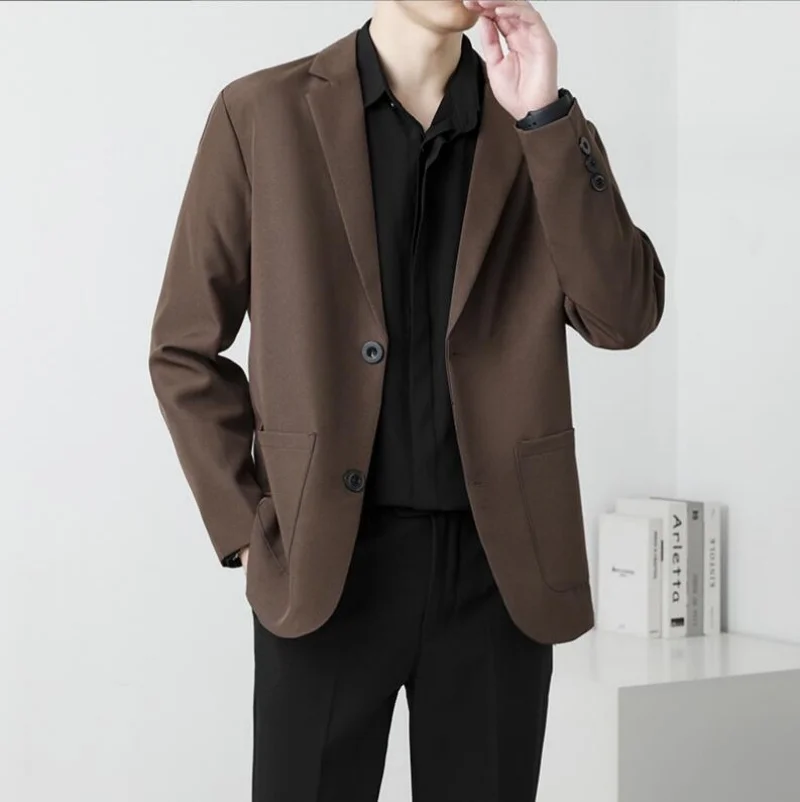 

Spring Brown Black Blazer Men Slim Fit Fashion Social Mens Dress Jacket Business Formal Jacket Men Office Suit Jacket S-3XL