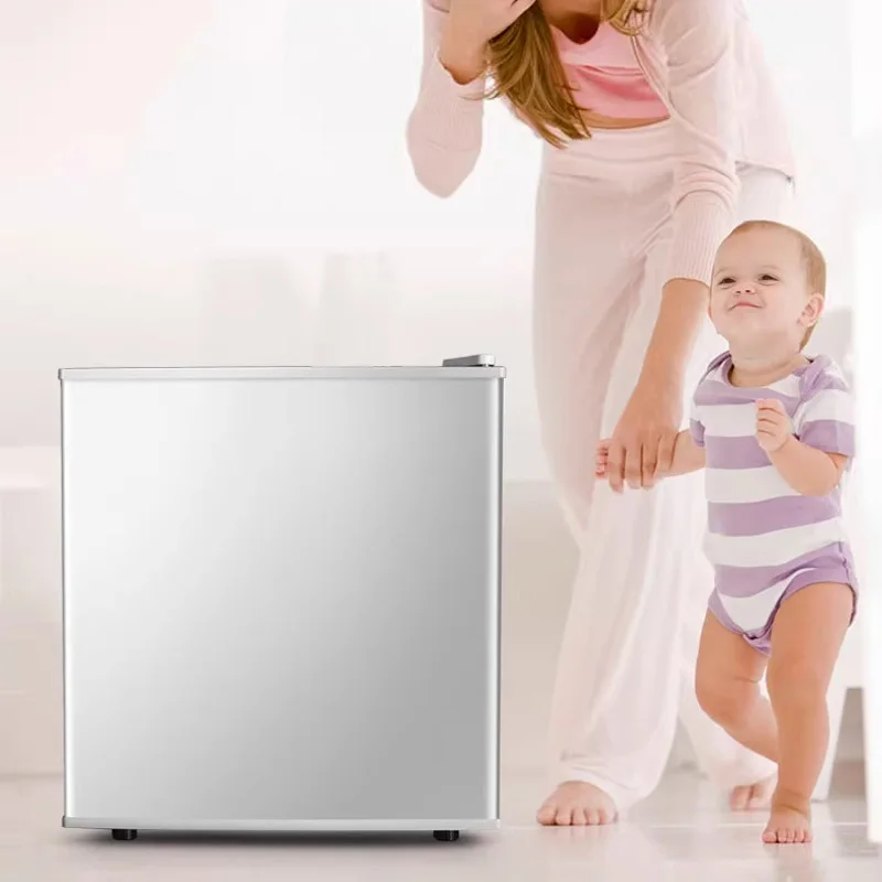 Бытовой холодильник, компактная конструкция с одной дверью, двусторонняя дверь из нержавеющей стали, подходящая для дома, общежития, квартиры