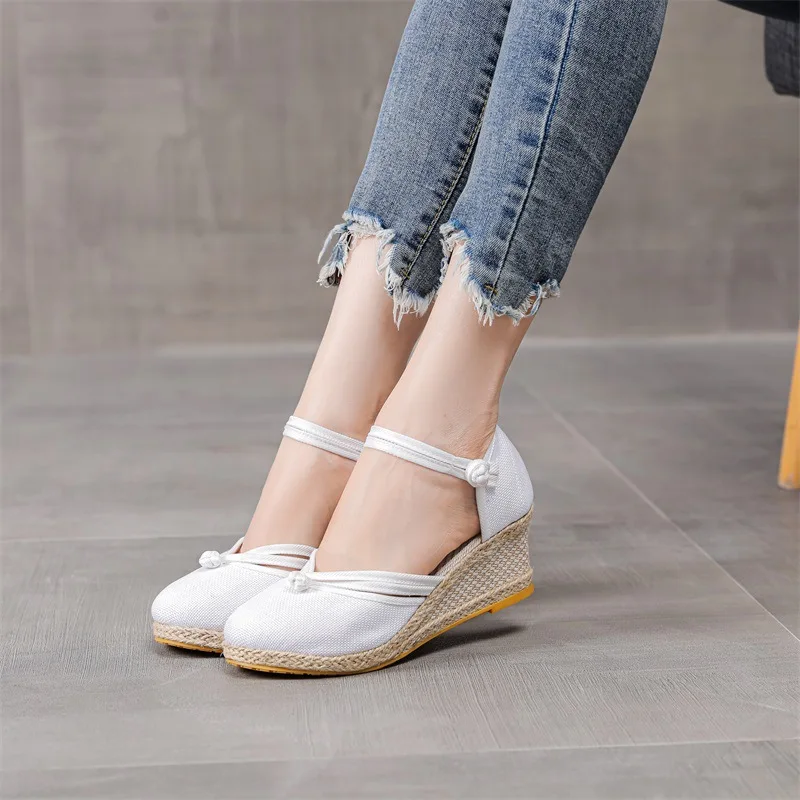 Comfortable Sandals Women Espadrilles Wedges Summer Pumps Shoes Woman Casual Closed Toe Heeled Sandals Footwear Sandalias Mujer