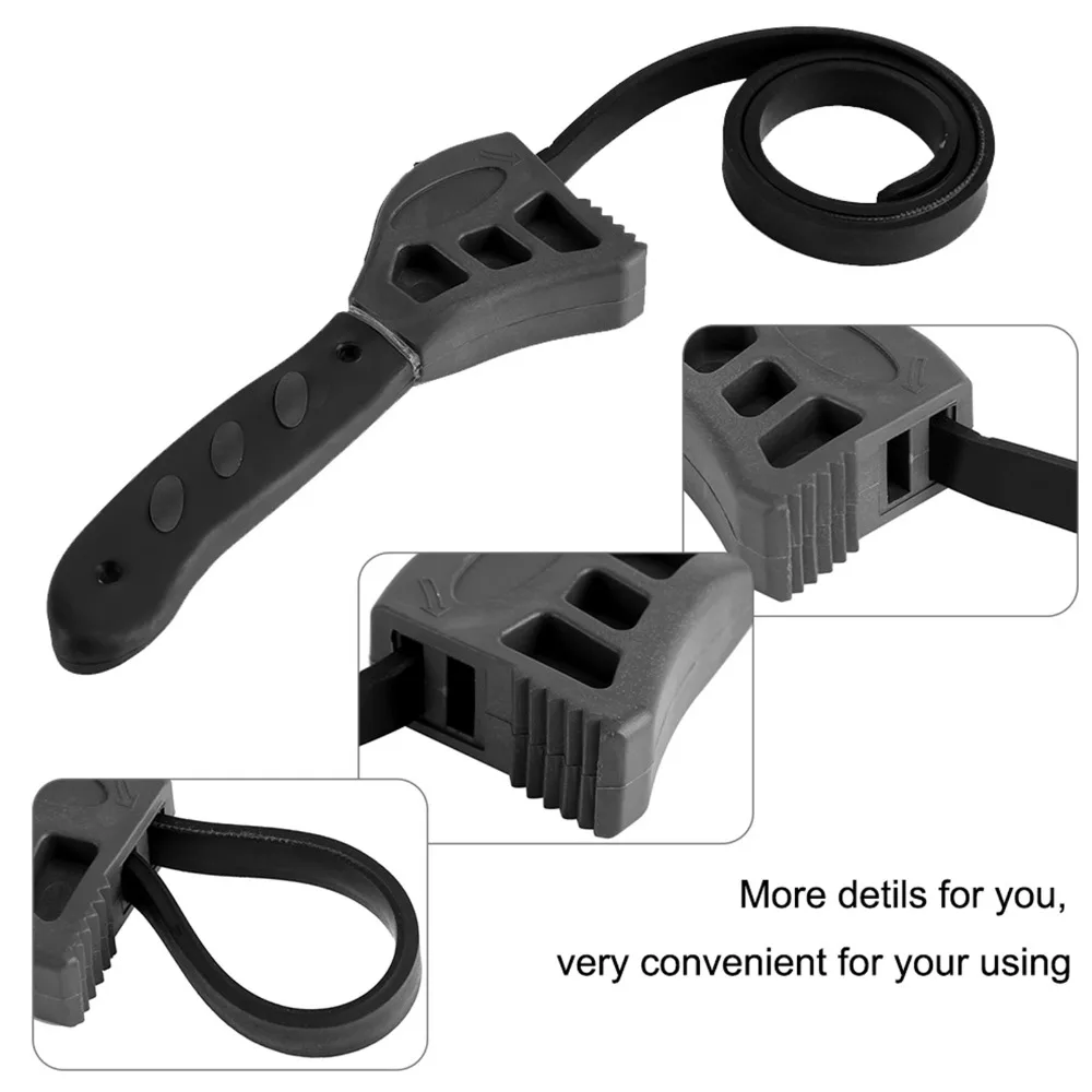 Multi-Purpose Universal Rubber Strap Wrench Plastic Rubber Oil Filter Spanner Non-Slip Adjustable Jar Opener Home Use