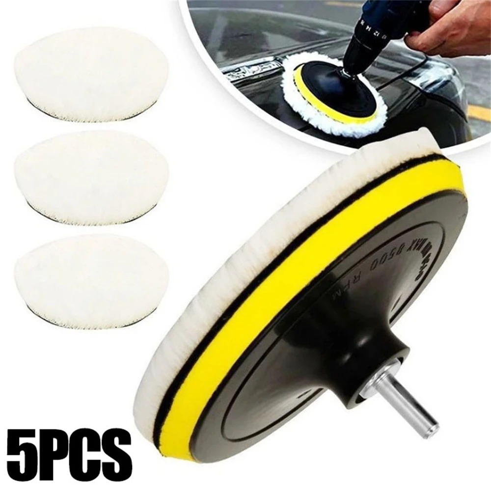 

5Pcs 3/4/5/6/7 Inch Flocking Sanding Disc Hook And Loop Backing Buffing Pads Wool Polishing Wheel For Electric Drill Polisher