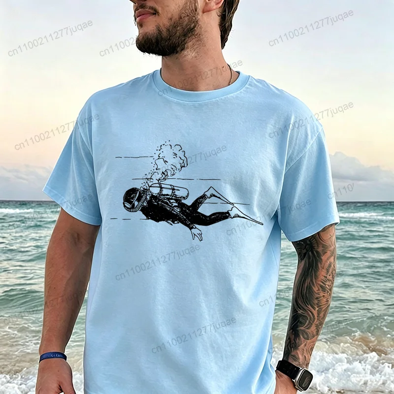 Underwater Diver Graphic T Shirts Unisex Soft Breathable Short Sleeve Tees Ocean Beach Camping Apparel Gift for Diving Buddies