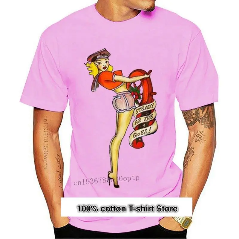 Ropa de SAILOR JERRY Tattoo Steady As She Goes para hombre, camiseta ajustada, S-3XL Azul Marino