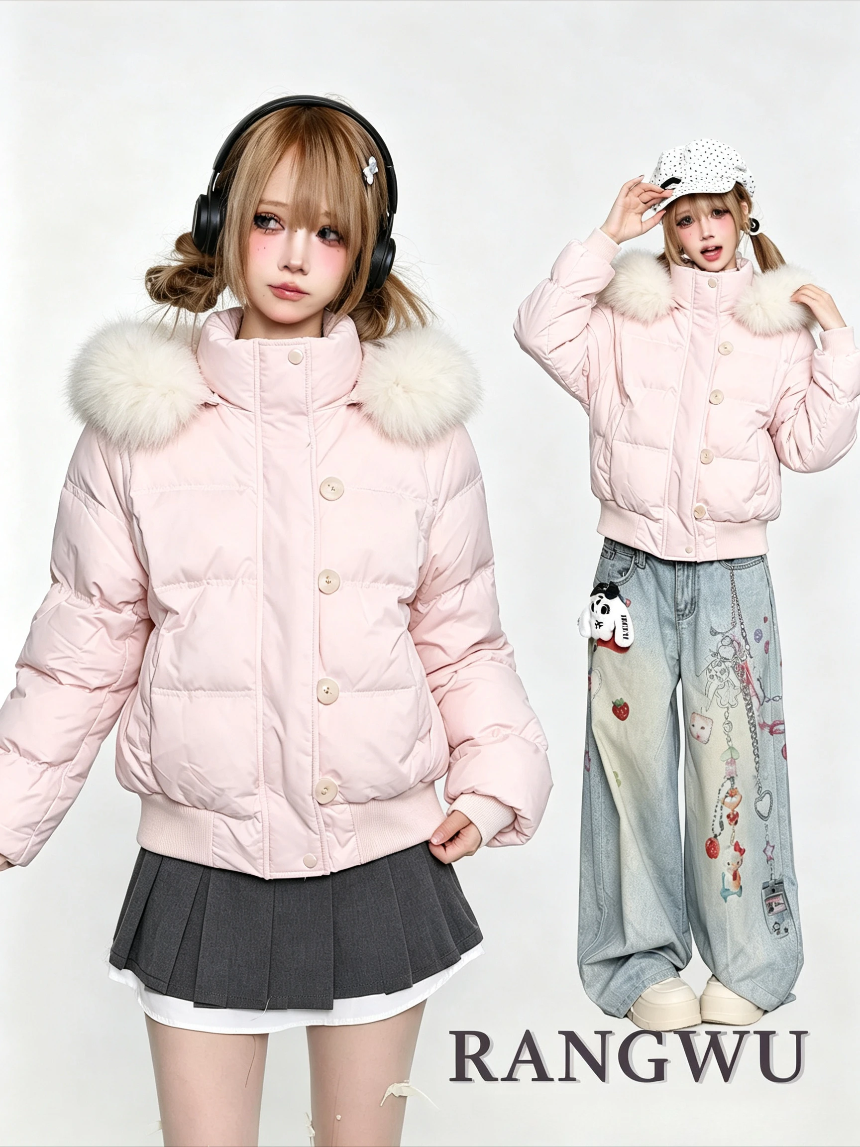 Y2K Korean Fashion Hooded Women Parka Autumn Warm Outerwear American Vintage Faux Fur Casual Ladies Street Jacket Coat
