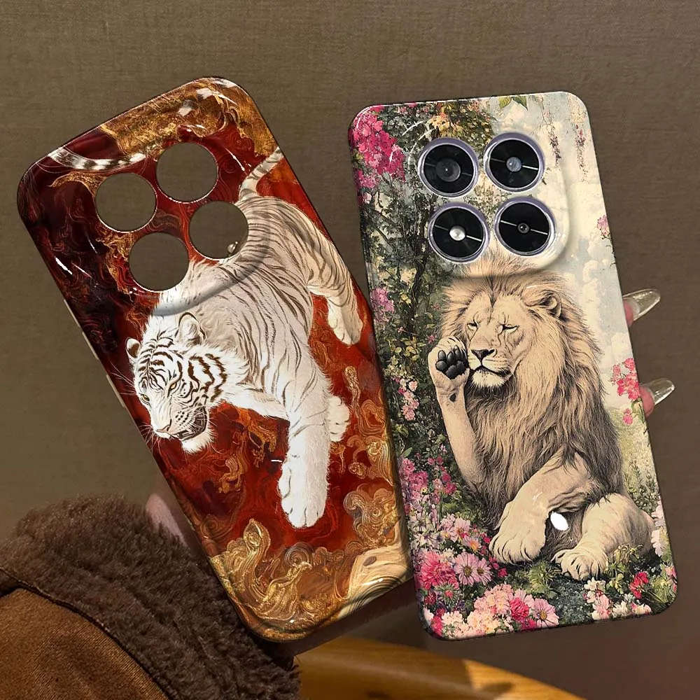 

Lion and Tiger Anime For Redmi Note 15 14 13 12 12S 12T 11 11T 11S 10 10S SE Pro Plus 4G 5G Feilin Wave Oil Shell Cover