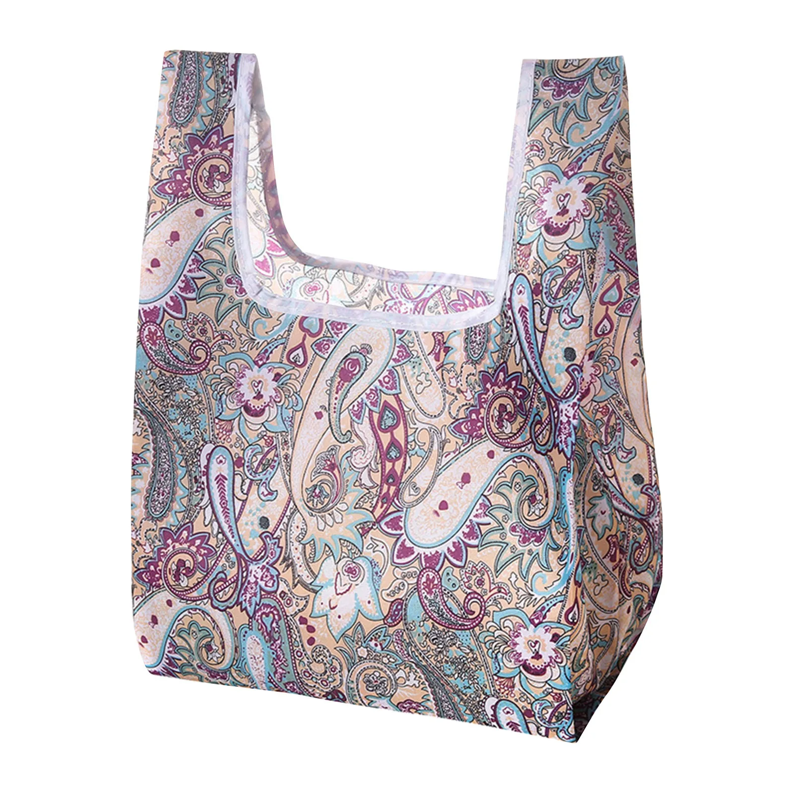 ดอกไม้ขนาดใหญ่ล้างทําความสะอาดได้กระเป๋าช้อปปิ้งกระเป๋าช้อปปิ้งพับได้ถุงช้อปปิ้งนํากลับมาใช้ใหม่ Tote Travel Eco Storage กระเป๋าถือ