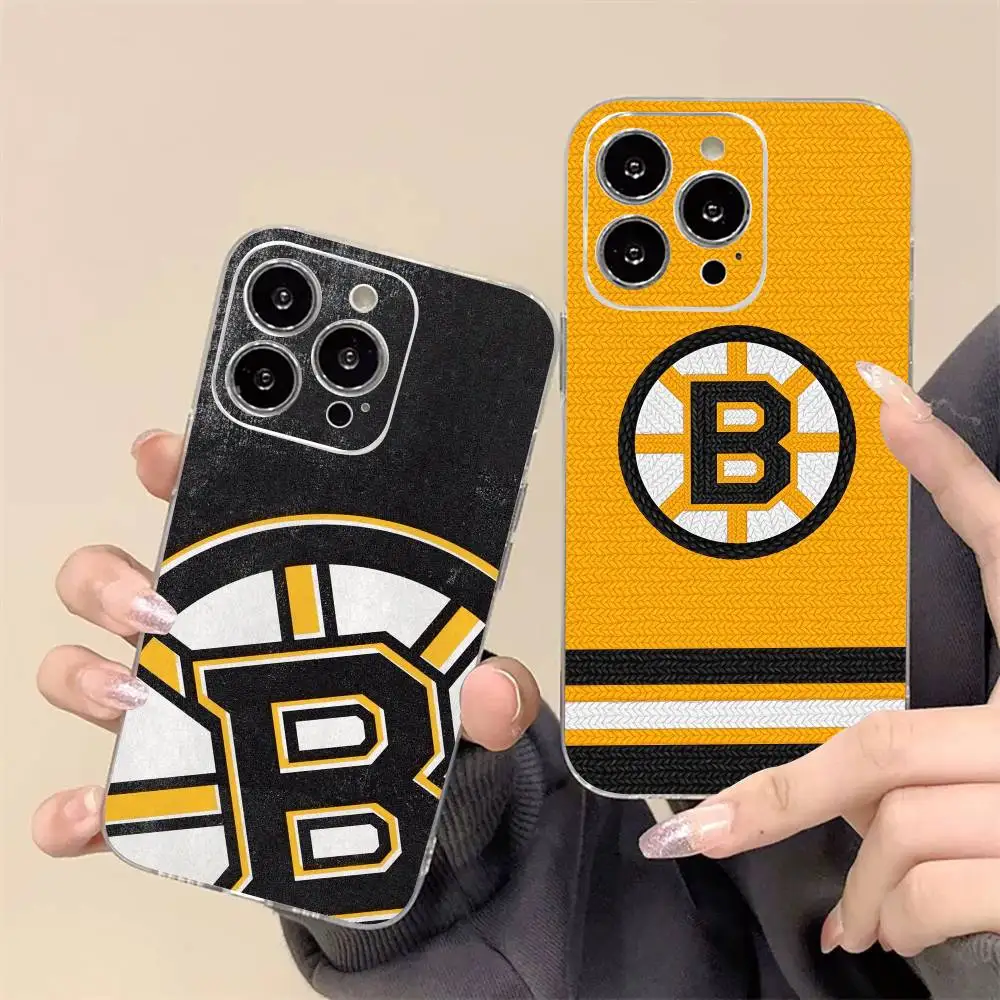 Cool B-Boston B-Bruins-S Phone Case For iPhone17,16,15,14,13,12,11 Plus,Pro Max Soft Transparent Cover
