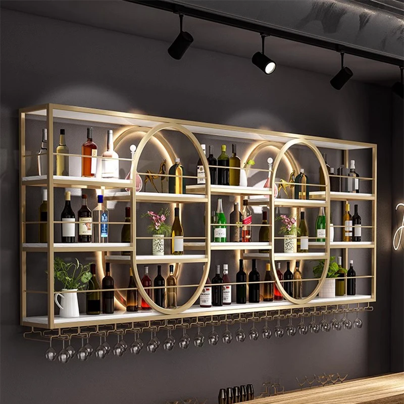 

Club Wall Mounted Display Wine Rack Liquor Salon Whisky Buffet Wine Cabinets Commercial Restaurant Stojak Na Wino Bar Furniture