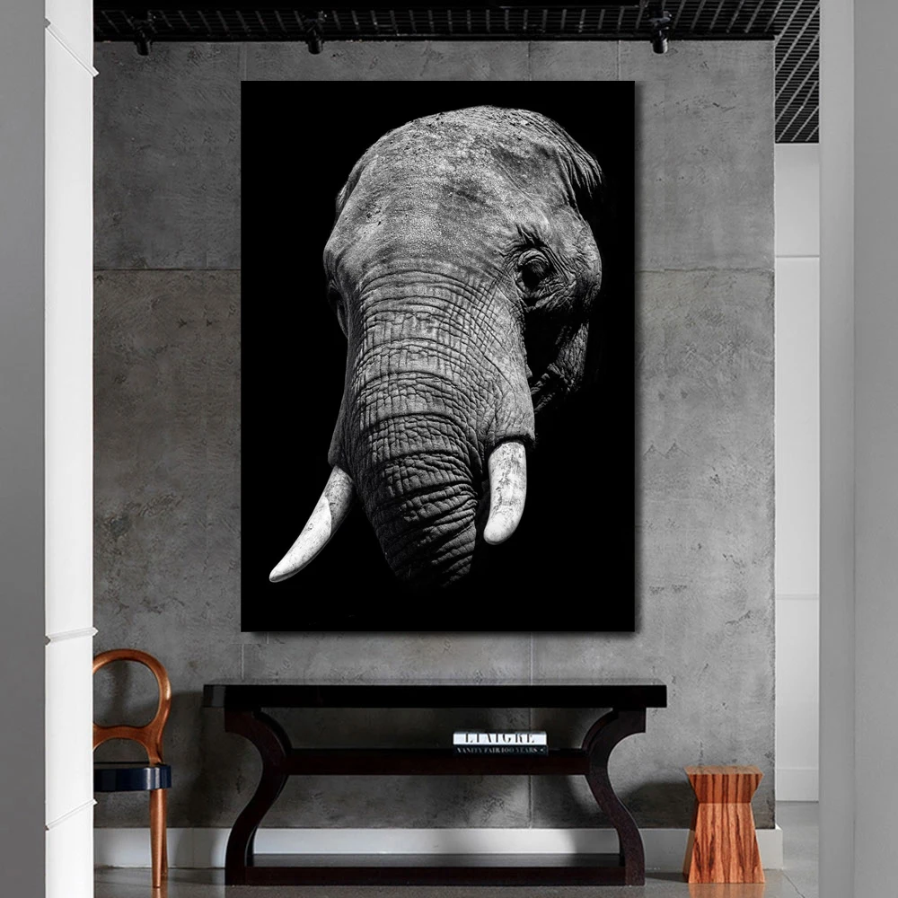 

Animal Head of an Elephant Poster Prints on Canvas Wall Art for Living Room Pop Art Home Decoration Frameless Painting