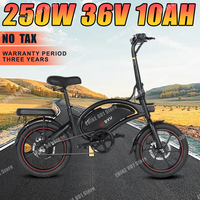 DYU D3F EU UK USA Stock Mini Electric Bicycle 36V 10AH 250W 14-inch Max Speed 25km/h Ebikes City Road Beach Aldult Electric Bike