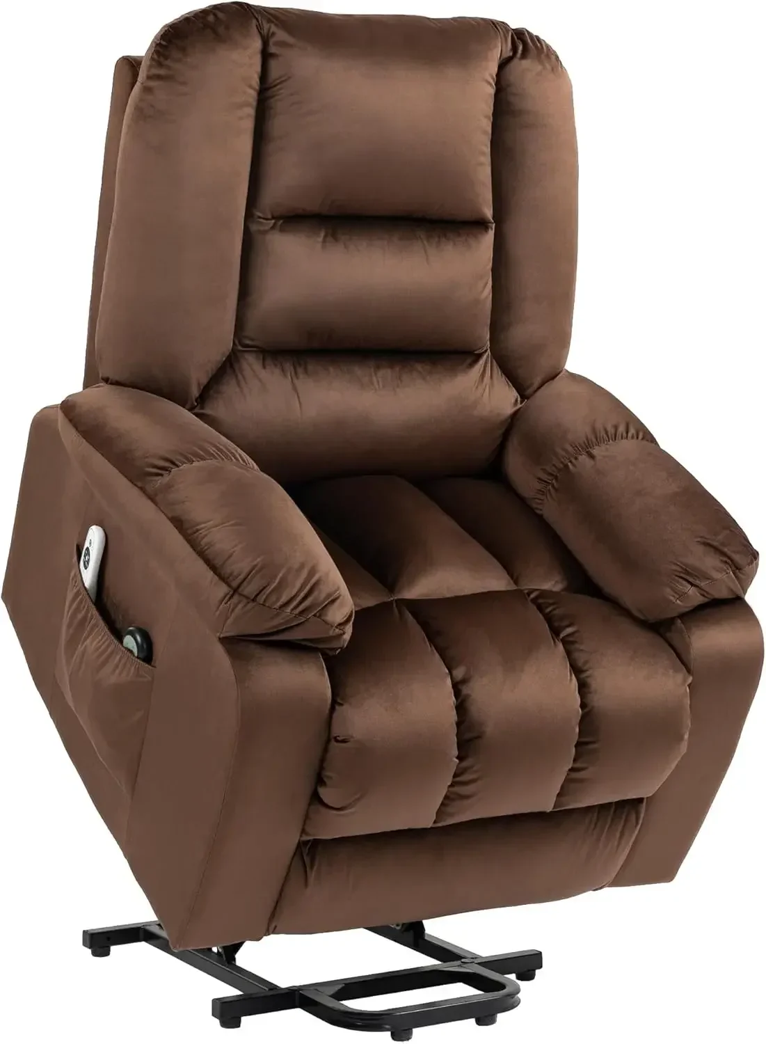 Lift Recliner Chair, Ergonomic MassageChairwith4 Positions and Heating, Fabric Overstuffed Living Room Chairs with Side Pockets