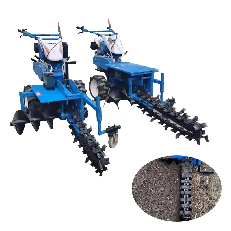 Handheld Ditching Machine  Mini Hand Held Chain Trencher 15hp Chain Saw Type Trencher Agricultural Walk Behind Chain Trencher