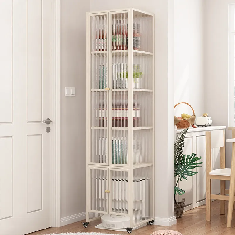 Modern movable side glass sweeping robot locker simple living room wall storage dining side cabinet