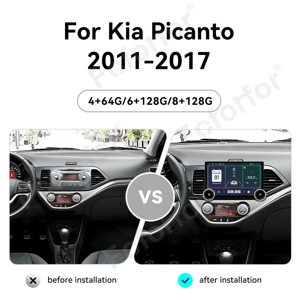 Unidad Principal Estéreo con GPS, Android Auto y CarPlay Inalámbrico, Pantalla Táctil HD Ultra Grande de 11.5 Pulgadas, Android 15, para Kia Picanto 2011-2017