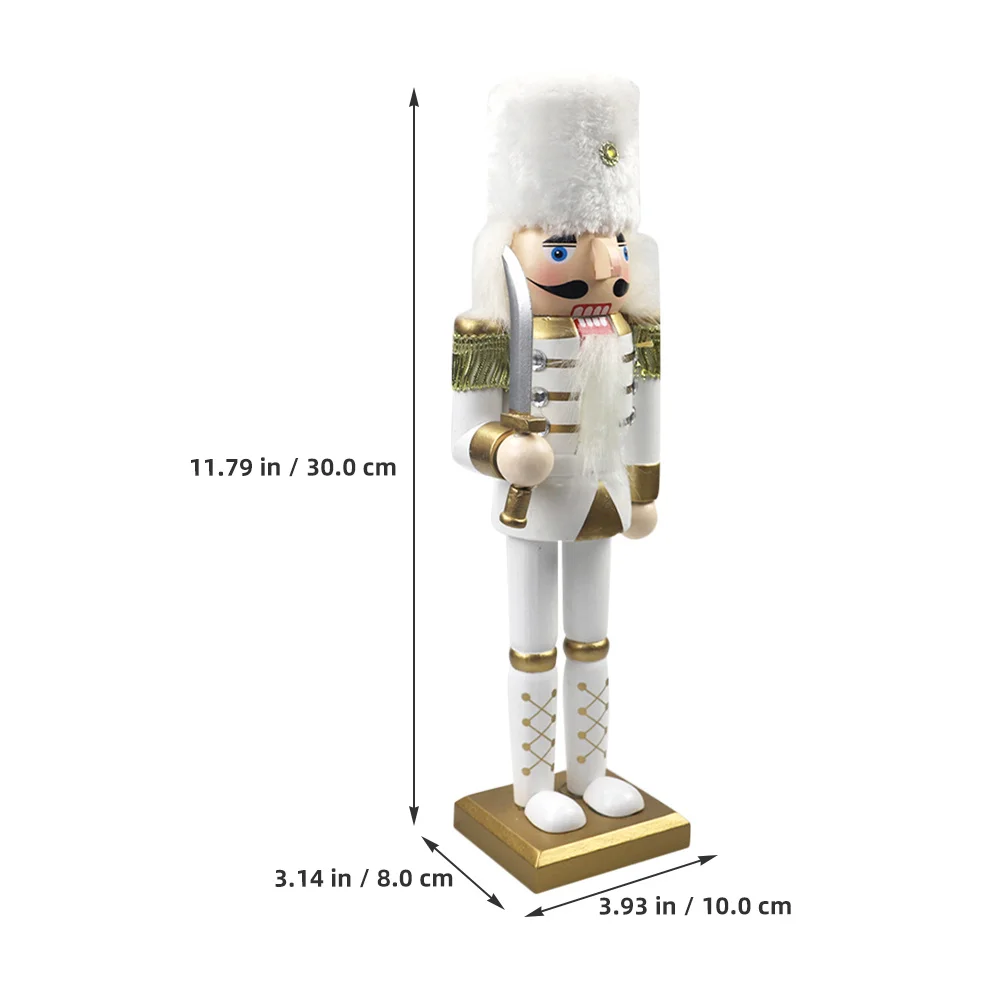 

Traditional Christmas Nutcracker Wooden Soldier Figure Desktop Decor for Holiday Fireplace Mantel Table Shelf Home Interior