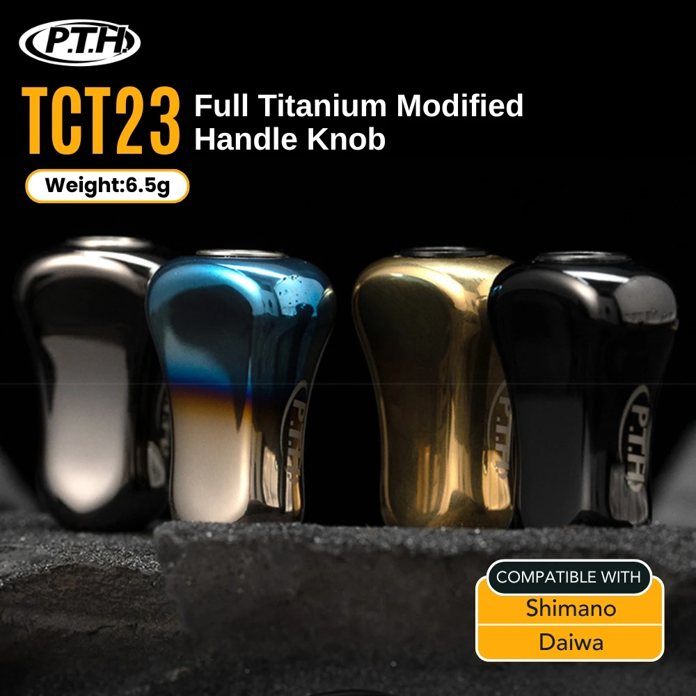 PTH TCT23 All Titanium Fishing Reel Knob, Ultra-thin Borderless Design CeraTI Surface Modification Knob For Shimano Daiwa