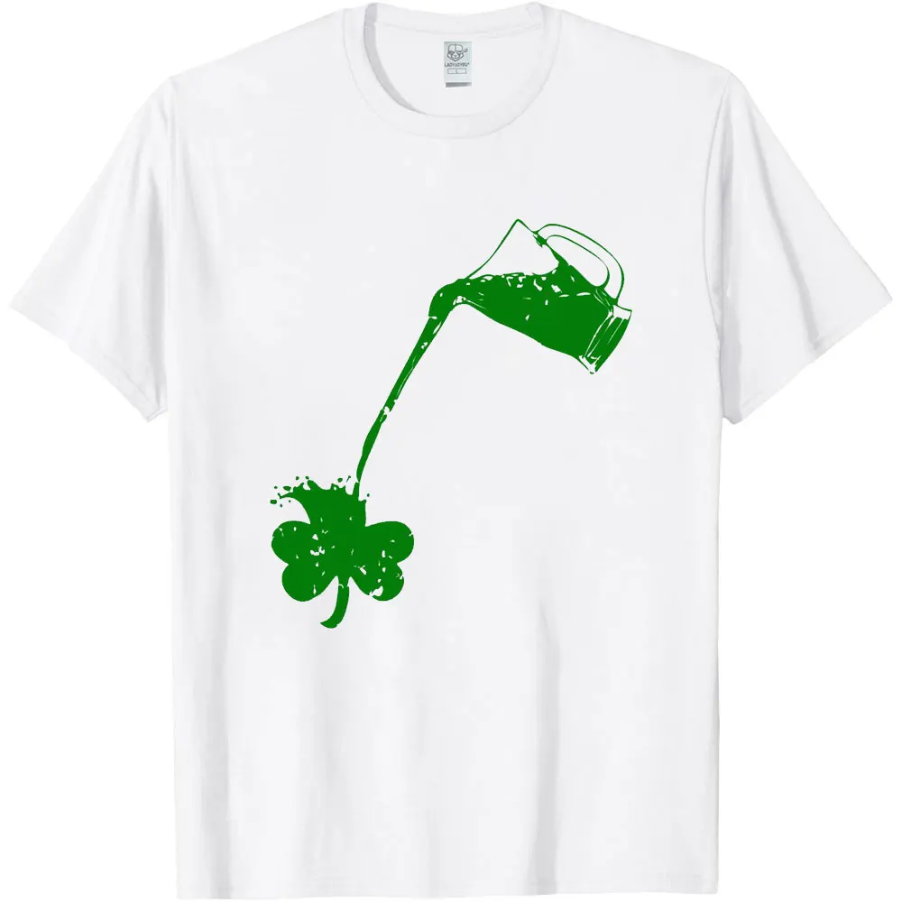 Funny Beer St Patricks Day Holiday MEN T-Shirt Irish Unisex Short Sleeve Shirt Beer Shamrock Graphic Tshirts Holiday Clothing