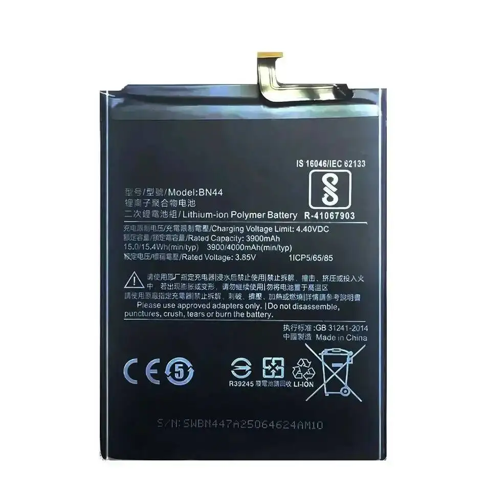 Bateria de íon-lítio para celular Xiaomi Redmi Note 5, Note5 BN45, 4000mAh