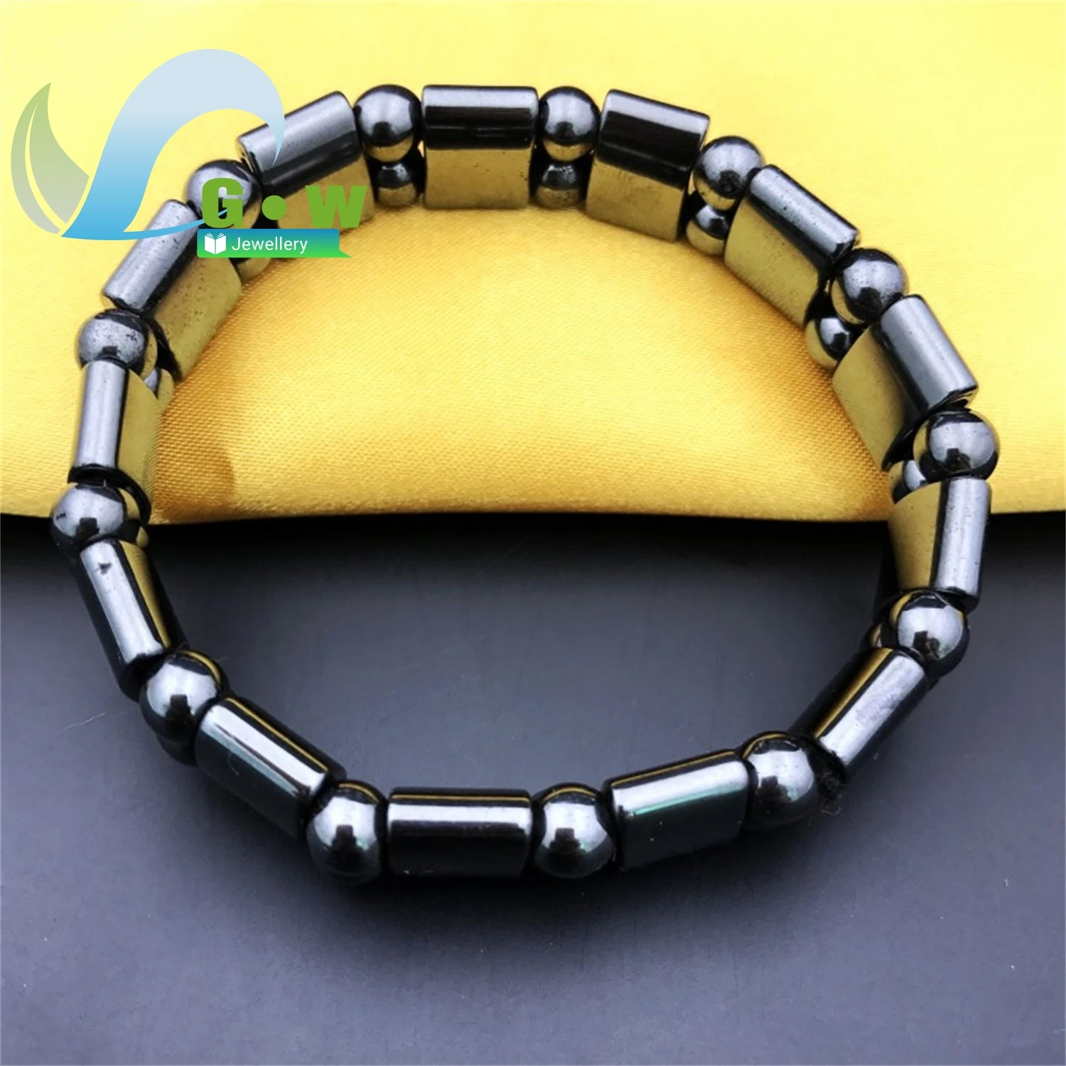 Collar de Cuentas de Turmalina Negra en Forma de Pagoda, Collar de Hematita de Terahercios Negro que Derrete el Hielo, Pulsera de Doble Hilera, Joyería al por Mayor