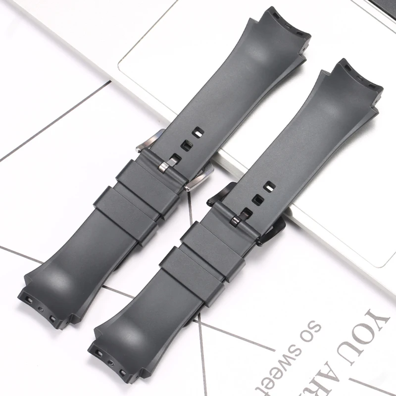 Black Rubber Band Watch Accessories For Gucci Strap YA137 Series Replacement Watchband Pin Buckle